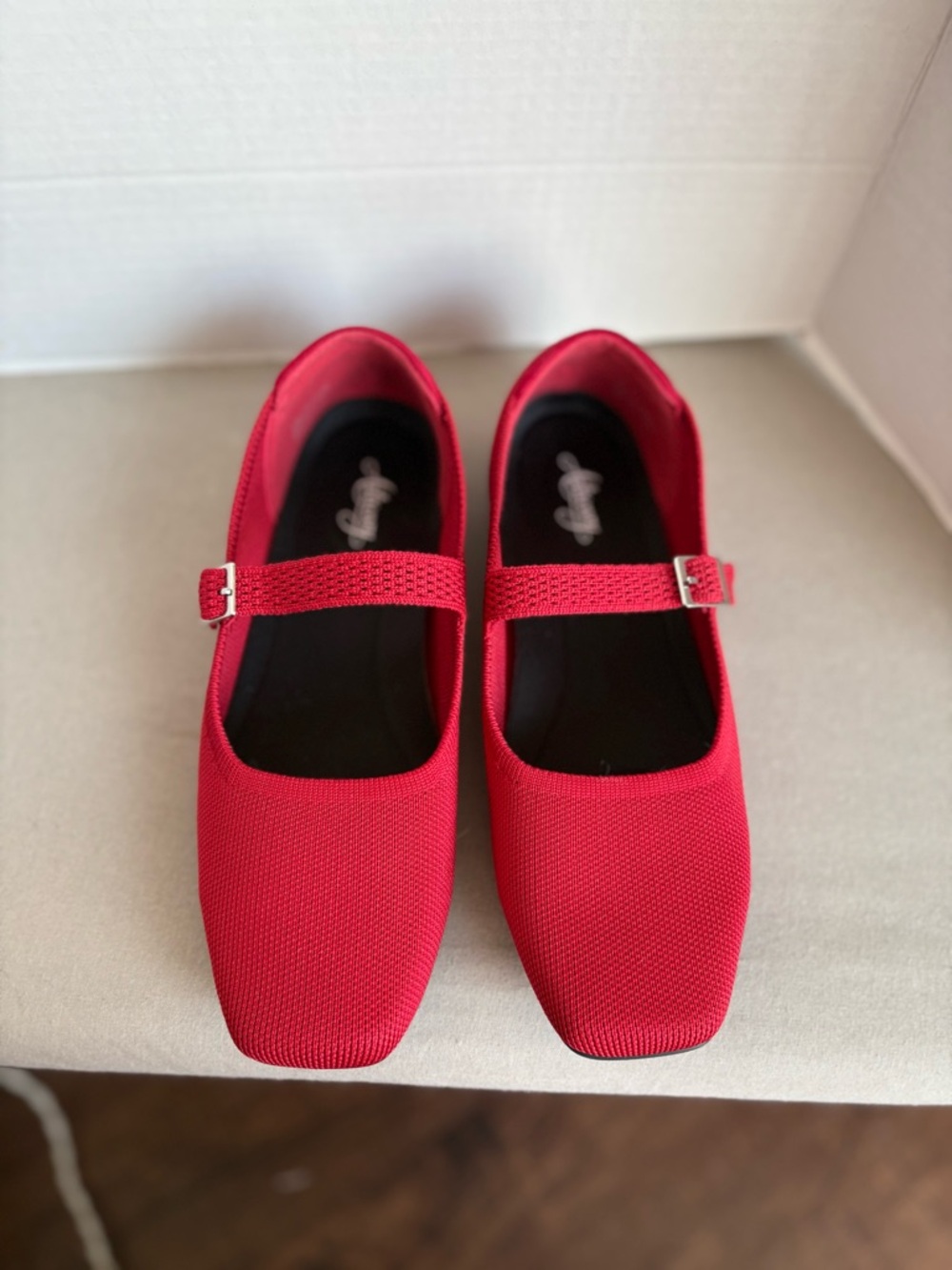 Ailicozy Women Sz 8.5 Red mesh Mary Jane Ballet Flats  Comfortable Slip-On Shoe - Picture 2 of 10